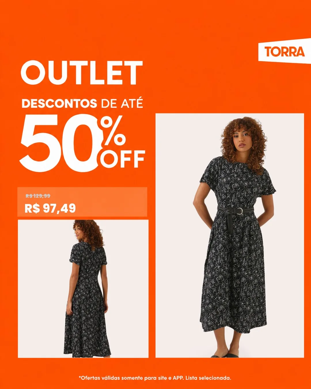 Mesmo vestido com a moldura Outlet gerada pelo Smart Feeds