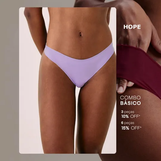 Moldura Combo Básico da Hope aplicada à calcinha lilás
