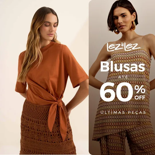 Moldura Blusas até 60% OFF da Lez a Lez aplicada à t-shirt com amarração